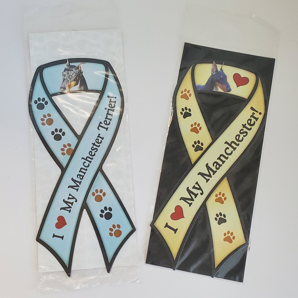 2 Car Magnets: I Love My Manchester & Terrier Dog Breed Bundle Paw Prints New